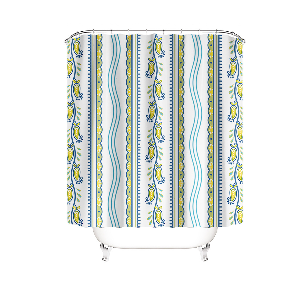 YL-37316 Hot selling shower curtain manufacturer Bomi digital printed polyester shower curtain non-slip mat set