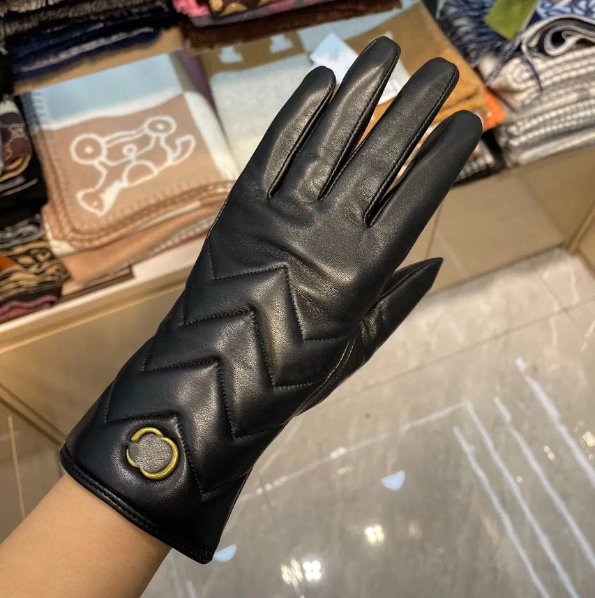 Five Fingers Gloves Classic Lambskin Gloves Soft Warm Designer Gloves Women Genuine Leather Gloves Mittens Cashmere Inside Touch Screen