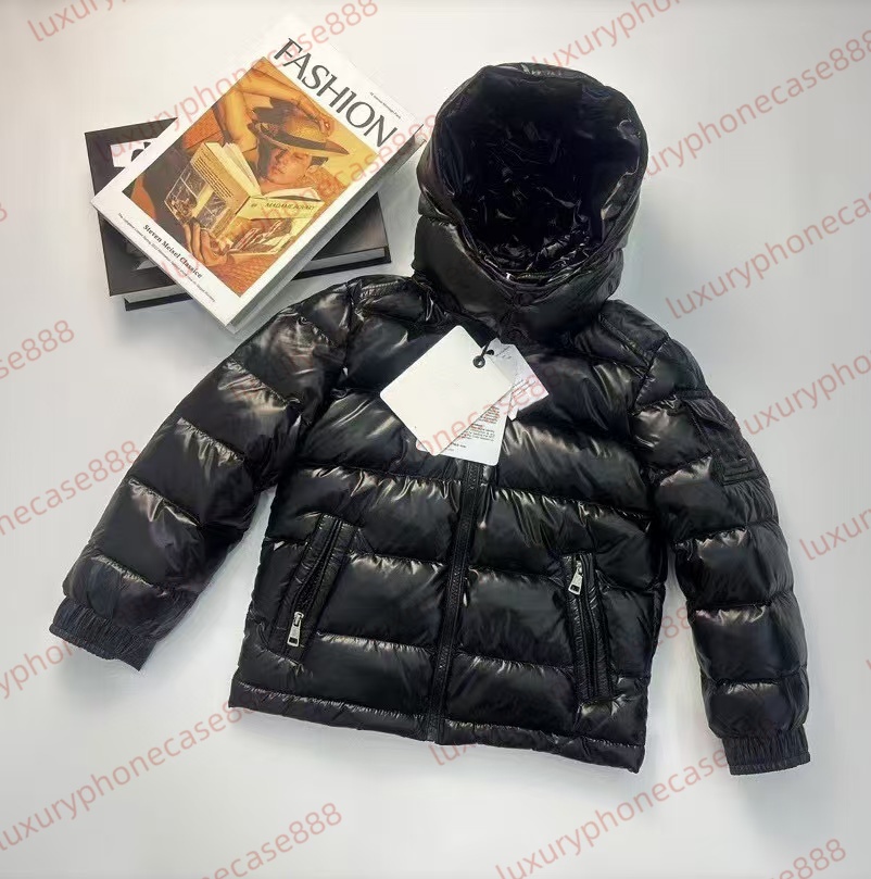 Baby designer clothes hooded design kid M brand embroidered badge winter mid-length child hoodies Down Coat Luxury girl boys coats School uniform outdoor skiing
