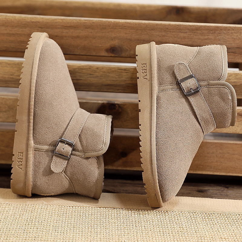 EBV designer shoes free shipping High quality cowhide bow snow boots genuine leather keep warm outdoor non slip thick classic cotton shoes for woman b
