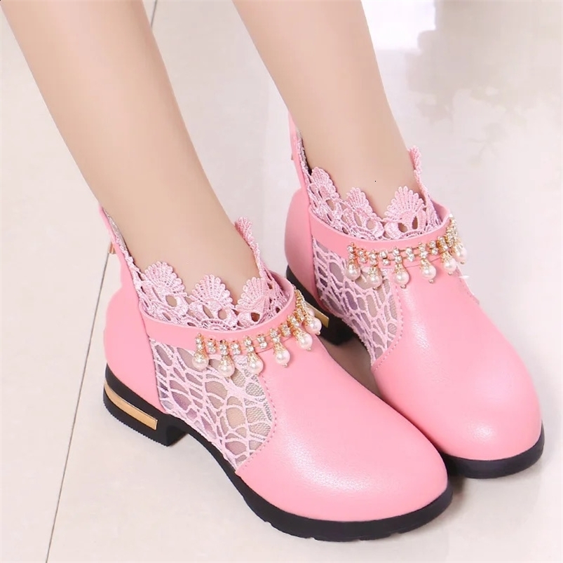 Zapatos Girl Leather Shoe Lace Princess Shoes Fashion Ankle Boot Mesh Performance Shoe Lolita Shoes Kid Shoes Mary Jane 240913