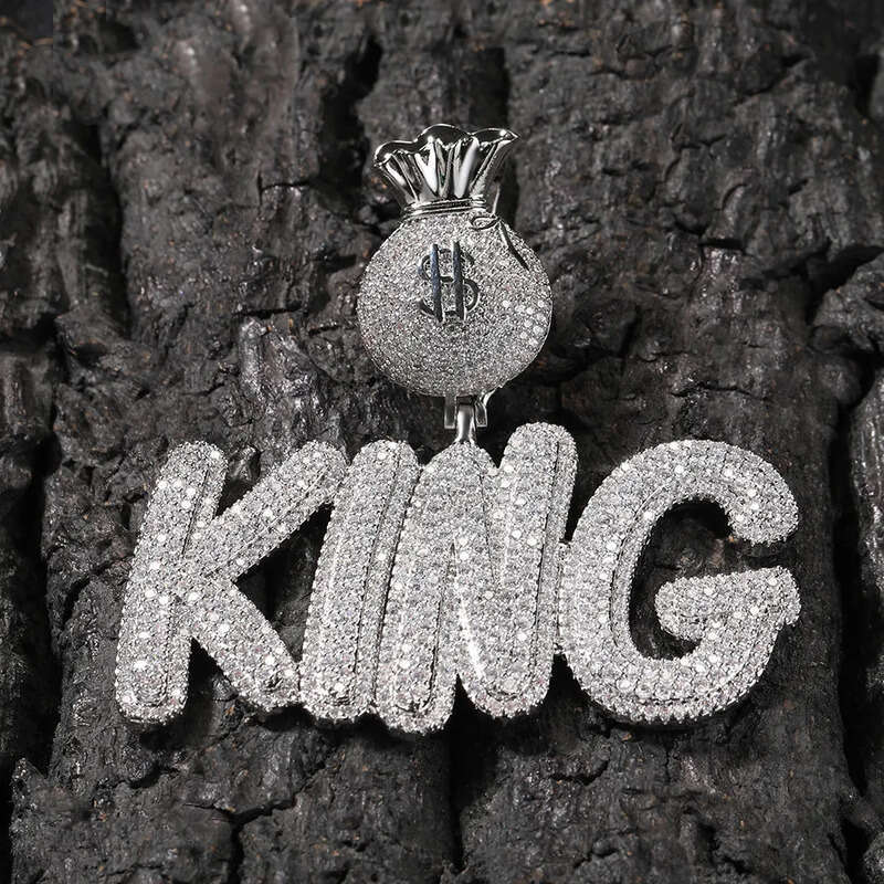 A-Z Custom Name Letters Pendant Necklaces Jewelry Dollar Symbol Buckle Clasp Full TopBling Zircon