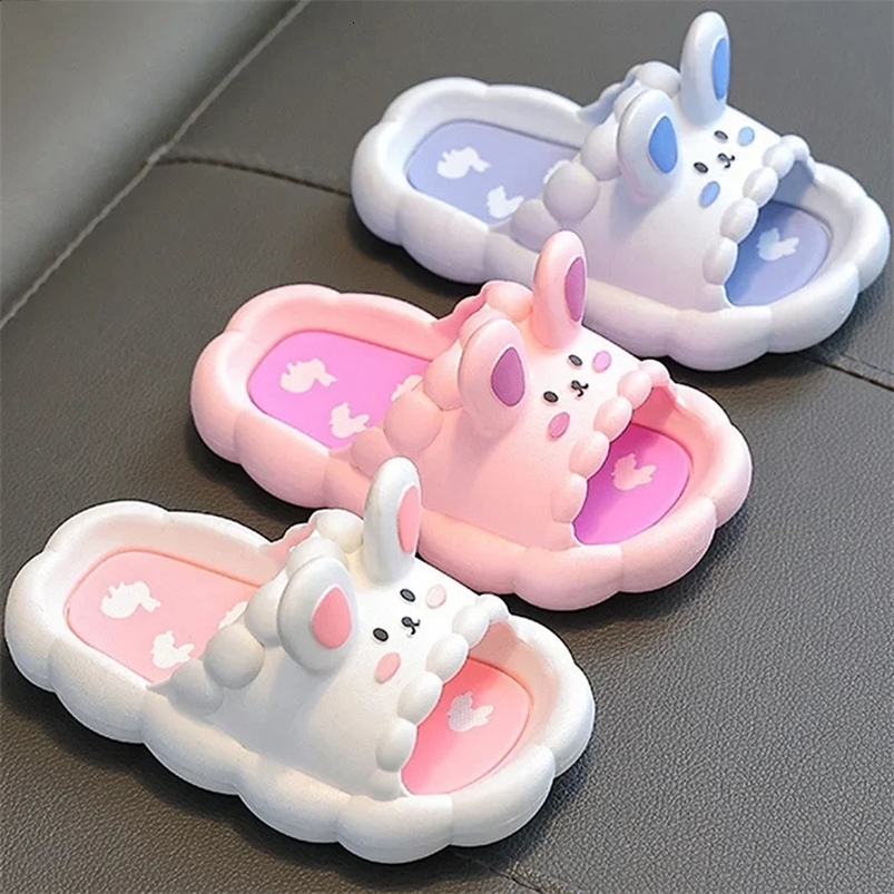 Summer Childrens Slippers Cute Cartoon 3D-Rabbit Slippers Breathable Non-slip Home Bathroom Soft Slipper Kids for girls 250519