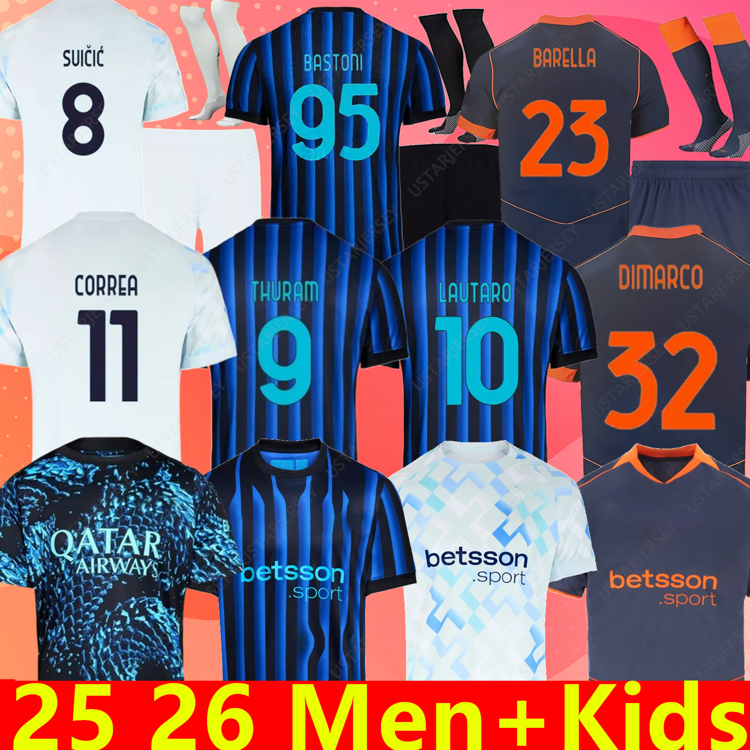 BARELLA soccer jersey 2025 2026 ROSSI LAUTARO THURAM DUMFRIES FRATTESI BASTONI Home THIRD PAVARD DIMARCO football shirt player version 25 26 men kids kit uniforms