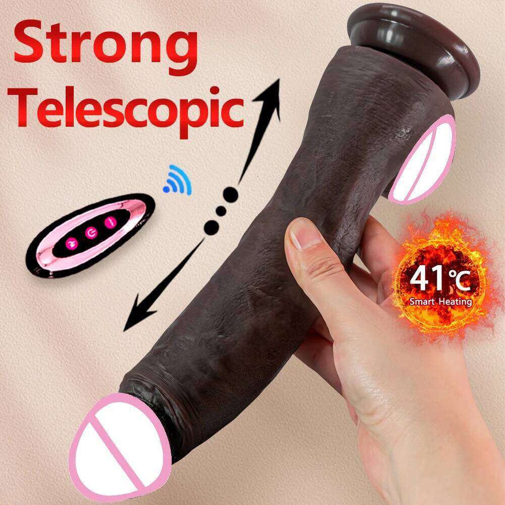 XXXXL Long black Heated Telescopic Super long Huge Anal Dildo Large Realistic Vibrator Sex Toys For Women 666