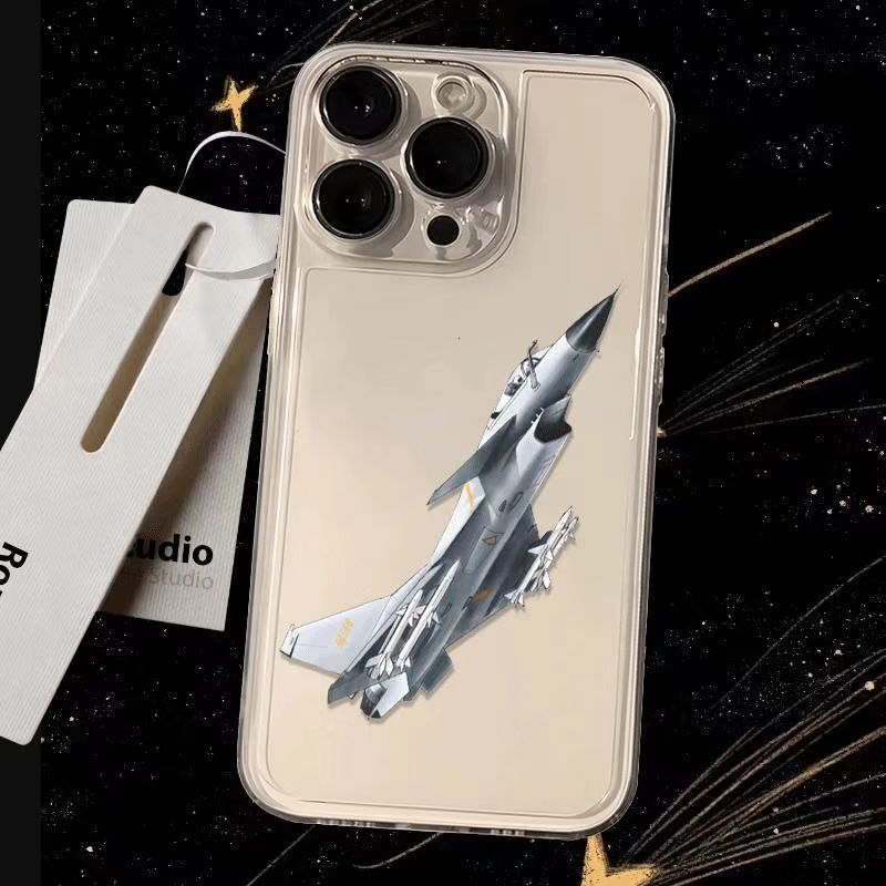 Transparent-Fighter Plane in Flight Cute Phone Case Compatible for iPhone 17/Air/Pro/Pro Max Slim Fit Shockproof TPU Phone Cover