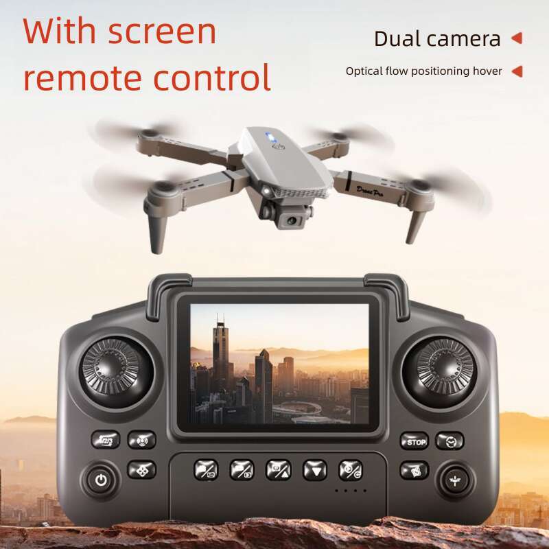 E D Screen Controlled Drone With Lights Foldable Dual Camera Optical Flow Aerial Photography Remote Aircraft Quadcopter