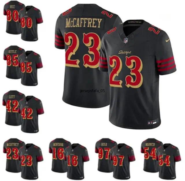 Men NFL San Franciscos 49er F.U.S.E. Rivalries 49eres Footbal Jersey 23 Christian McCaffrey 85 George kittle 42 Ronnie Lott Jerry Rice Fred Warner 13 Brock Purdy 239