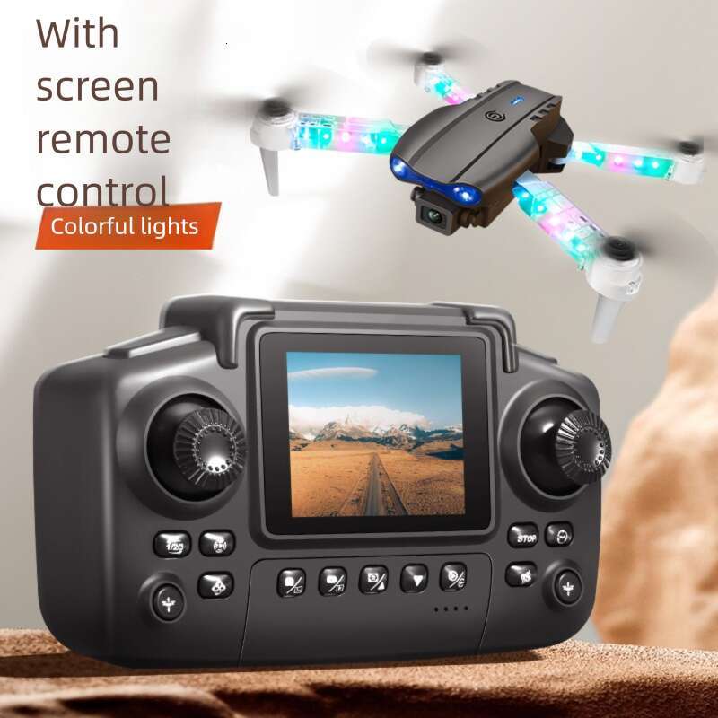 E D Screen Controlled Drone With Lights Foldable Dual Camera Optical Flow Aerial Photography Remote Aircraft Quadcopter