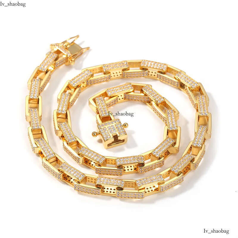 Mens Iced Out Chains Fashion Hip Hop Necklace Gold Sier Square Box Chain Jewelry 4mm 8mm 825 aaa