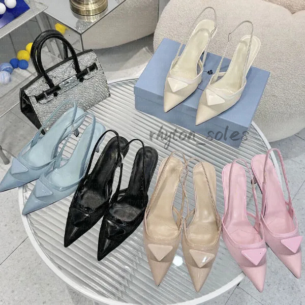 Designer Sandals Pointed 7cm High Heels Women Pump Brand Luxury Patent Leather Flat Shoes Inverted Sandal Fashion Dress Shoe Szie 35-41 01