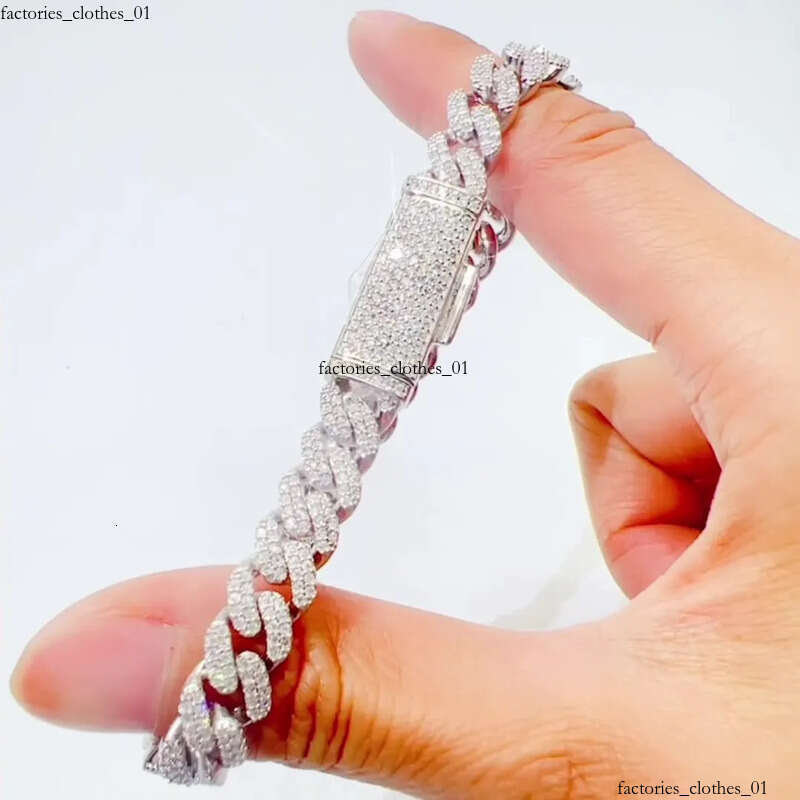 Chains 8mm 18-24inch Sterling Sier VVS Moissanite Cuban Chain Necklace 7/8/9inch Bracelet For Women/Men Nice Gift
