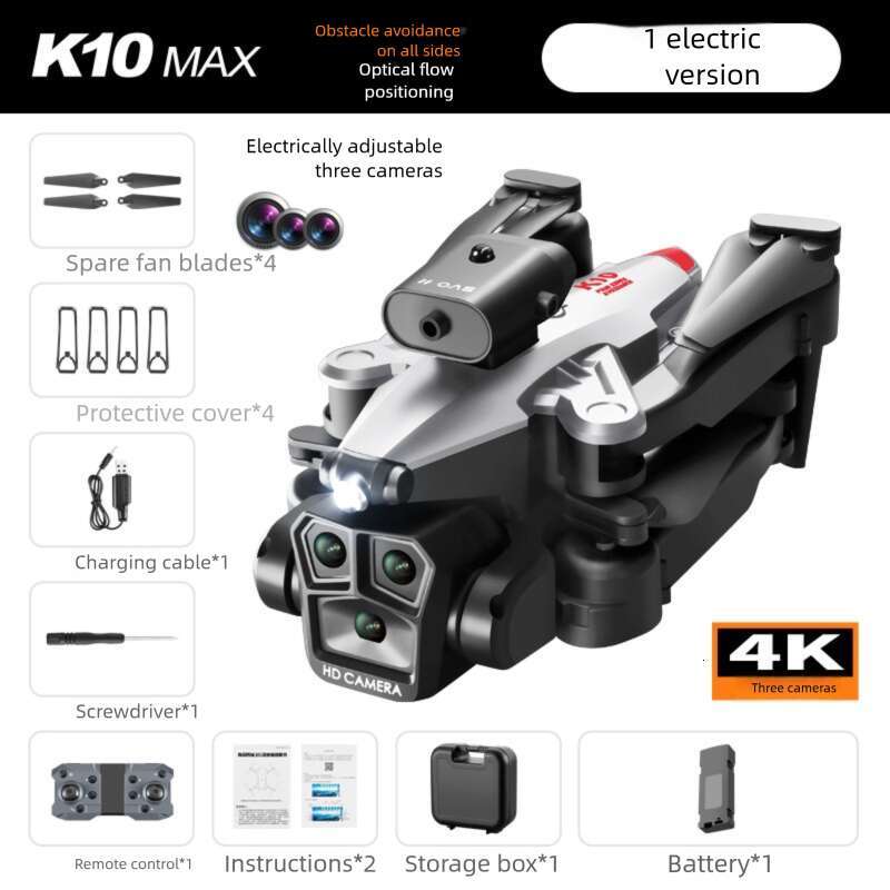 K MAX HD Three Camera Obstacle Avoidance Remote Control Airplane Optical Flow Quadcopter Drone
