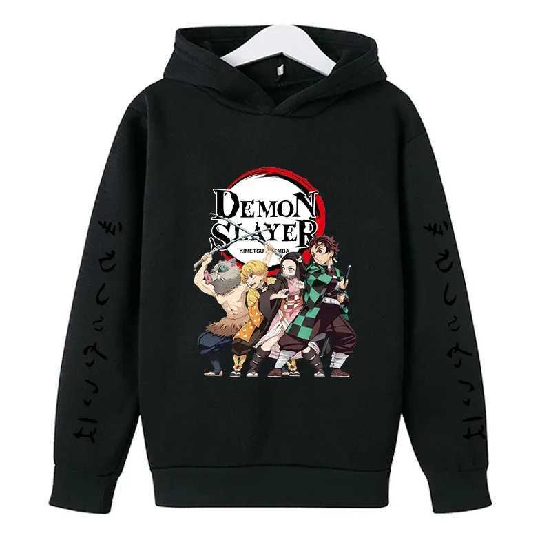New Kids Demon Slayer Hoodie Childrens Clothing Hoodie Suitable Boys Girl Long Sleeve Anime Yaiba Sleeve Pullover Sweatshirt Z250930