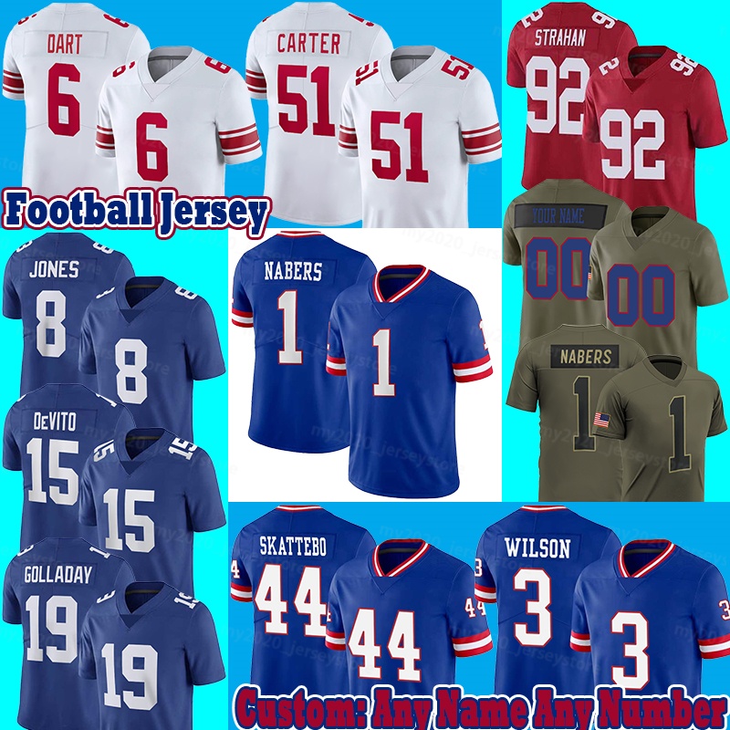 1 Malik Nabers Football Jerseys 6 Jaxson Dart 51 Abdul Carter Andrew Thomas Evan Neal Brian Burns Dexter Lawrence II Deonte Banks Jalin Hyatt Eric Gray Cam Skattebo