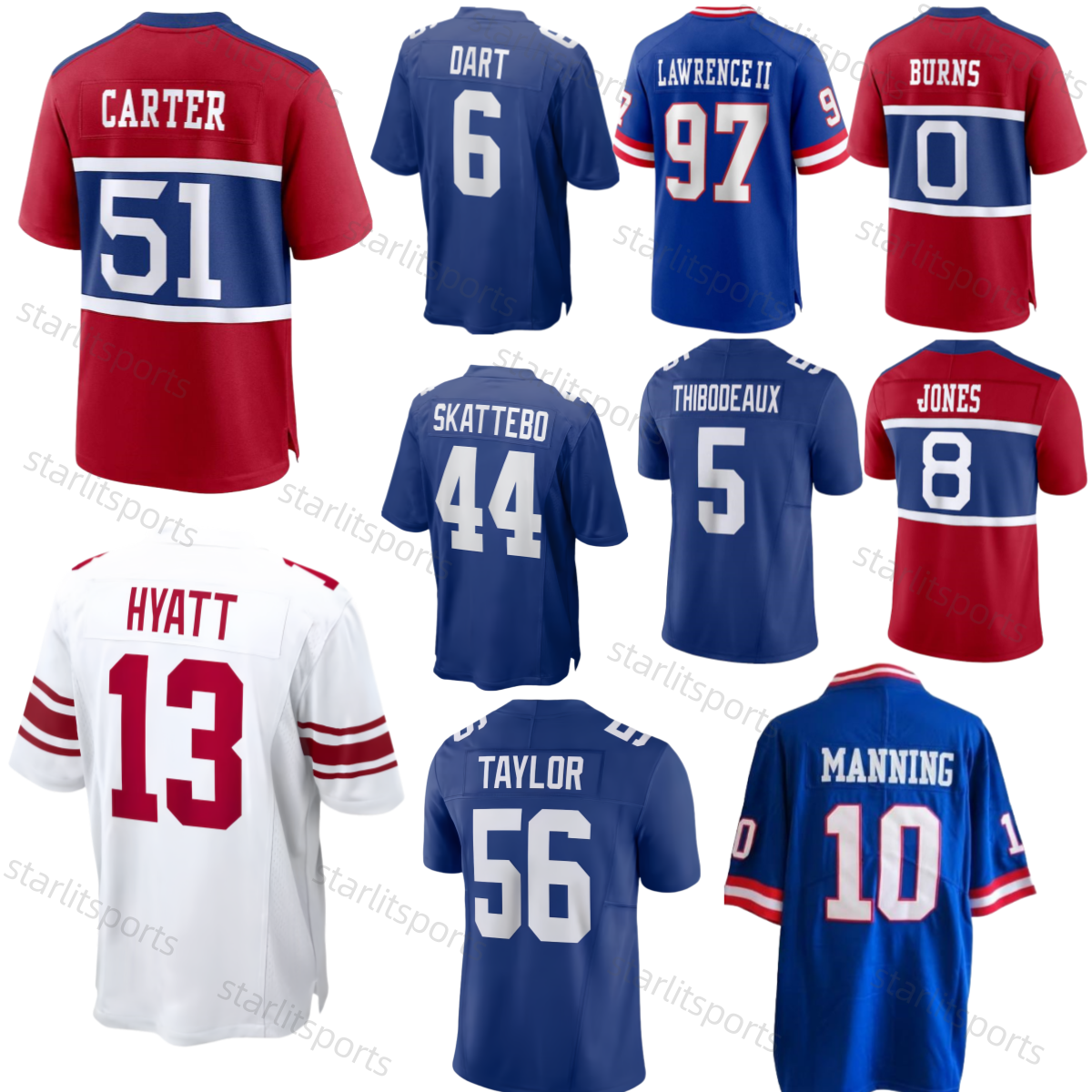 Carson Burns Carter Dart Thibodeaux Lawrence II Skattebo Hyatt Manning Winston Simms Personalized Custom any name number Men Womens Youth stitched Football Jersey