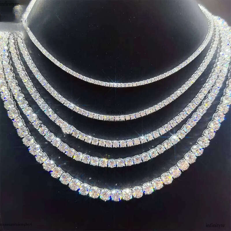 Best Selling Popular Hip Hop Iced Out Jewelry S 2mm 3mm 4mm 5mm 6.5mm VVS1 Moissanite Tennis Chain Necklace 111