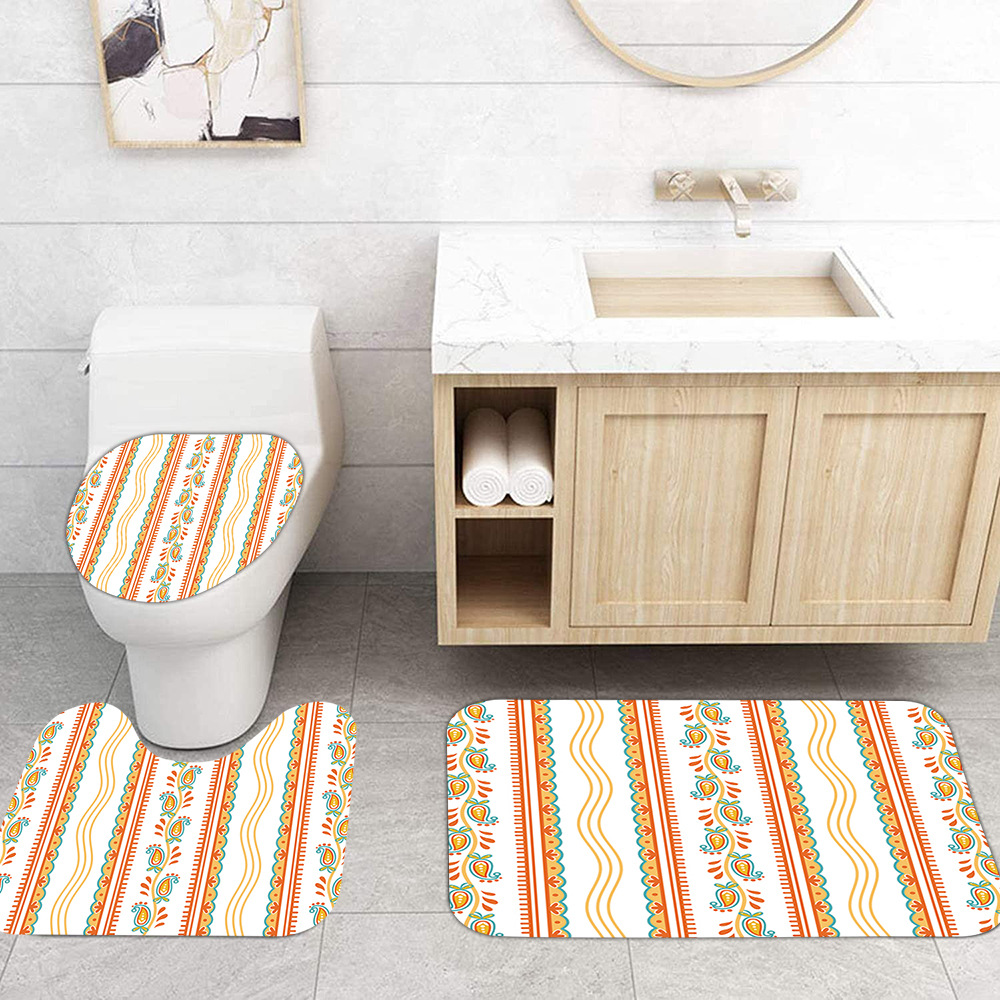 YL-37316 Hot selling shower curtain manufacturer Bomi digital printed polyester shower curtain non-slip mat set