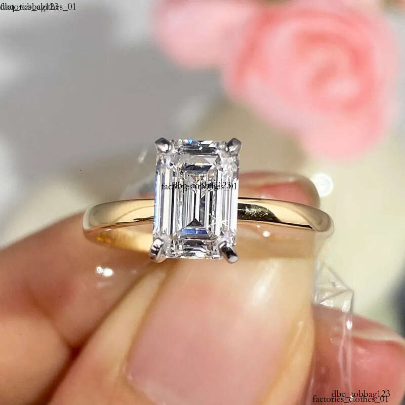 Solid 14K Gold 2CT D VS1 Emerald Cut Lab Rings IGI Wedding Dia Engagement Ring for Her