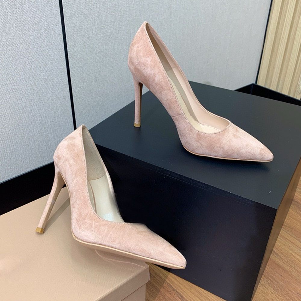 Woman fine high-heeled shoes Pumps Wedding Dress Womens Pointed toe leather shoe Nude Black Luxury Designers Dress heeled factory footwear 35-42