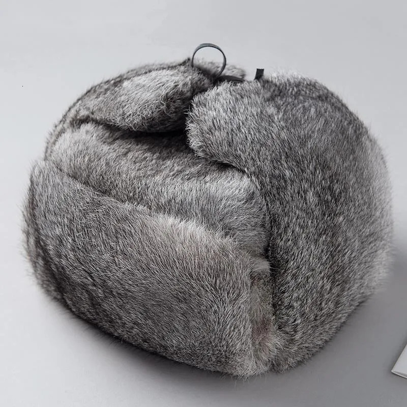 Real Rex Rabbit Fur Hat Mens Lei Feng Hat Winter Outdoor Thickened Warm Genuine Fur Hat Russian Natural Fur Ear Protection Hat 250930