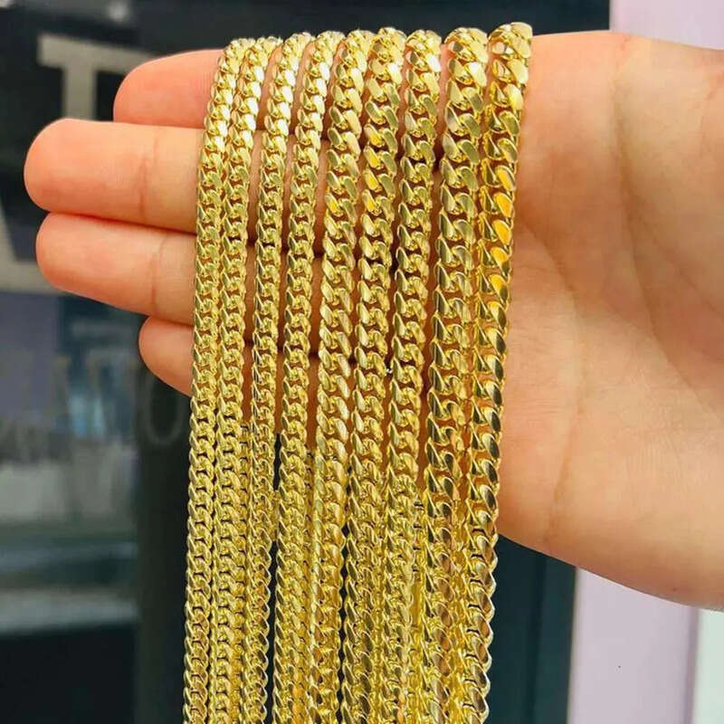 Wholesale 10K 14K Solid Real Gold 8MM Cuban k Chain Bracelet Iced Out Hip Hop Moissanite Necklace Fine Jewelry Men Women