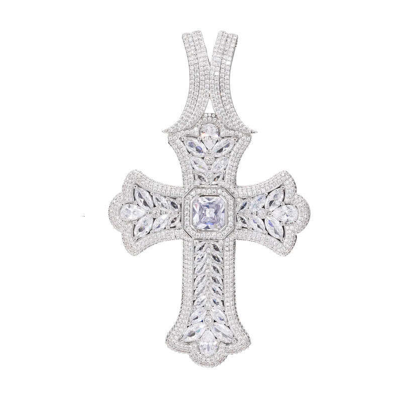 TopBling Hip Hop Full 5A T Zircons Large Cross Pendant Necklace Mens Religious Jewelry