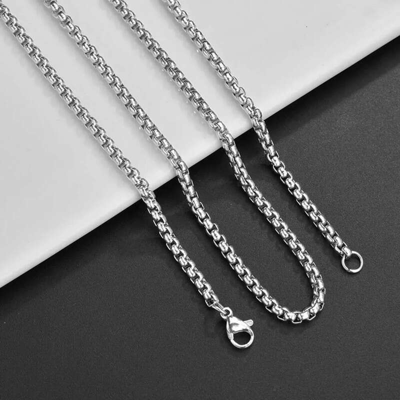 Wholesale 2mm 3mm Hip Hop Gold Plated Men Women Bulk Chain Necklace Stainless Steel Round Box Chains Link for Jewelry Making