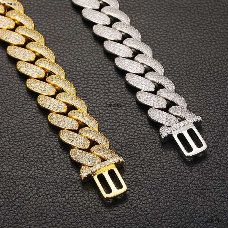 Miami Cuban Link Chain for Men Micro Inlaied 4 Row Bling Dia 20MM Wide Iced Out Chains Necklace Designer Prong Rock Hip Hop Gold Moissanite Jewelry Wo