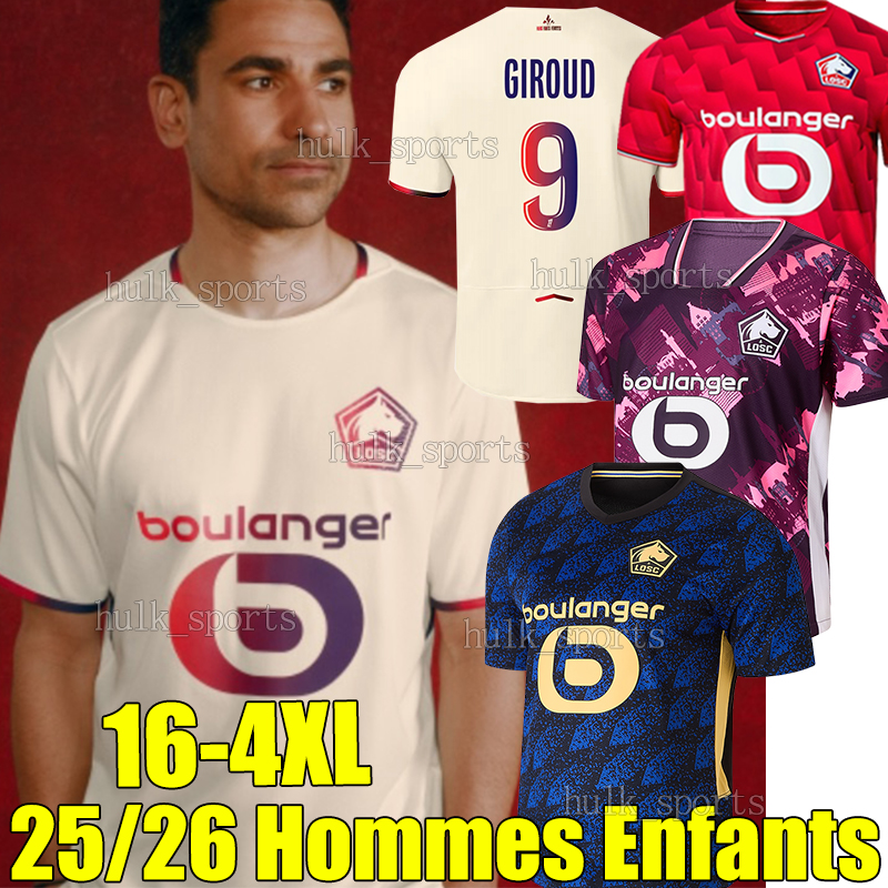 4XL 25/26 LOSC Lille GIROUD 4th soccer jerseys IGAMANE HARALDSSON FERNANDEZ SAHRAOUI BENTALEB MUKAU MBAPPE PERRAUD BERKE OZER Men Kids Kits socks sets football shirt