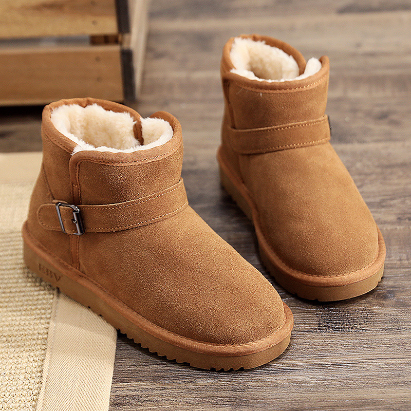 EBV designer shoes free shipping High quality cowhide bow snow boots genuine leather keep warm outdoor non slip thick classic cotton shoes for woman b