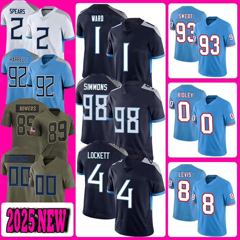 1 Cameron Ward Football Jersey 98 Jeffery Simmons 4 Tyler Lockett 93 T'Vondre Sweat 0 Calvin Ridley 8 Will 2 Tyjae Spears 69 Sebastian Joseph-Day 92 Jaylen Harrell Dike