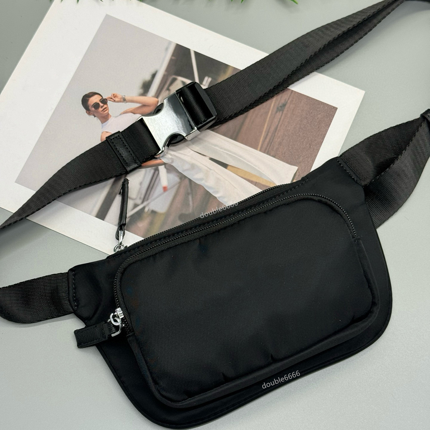 Designer Man women waist bag, funny bag crossbody bag, solid black nylon shoulder bag Postman bag messenger bag phone bag work bag travel bag chest bag purse