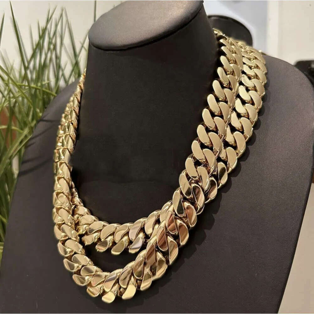 Top quality Hip Hop Jewelry Men Rapper Necklace 20MM Thick 14K Gold Plating 999 Sier Cuban Chain mihee