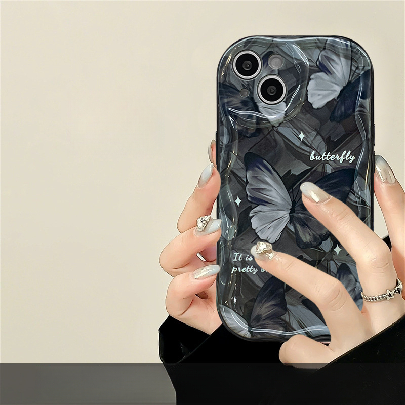 Black Butterfly Phone Case Compatible with iPhone 17 Pro Max , Cute Butterfly Kickstand Design, Slim Soft Silicone Butterfly Bracket Bumper Cover for 
