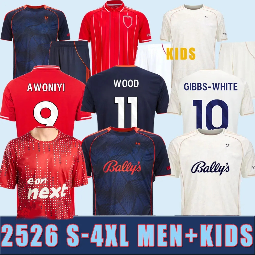 2025 2026 S-4XL NottinghamS Soccer Jerseys Forest AWONIYI 24 25 WOOD GIBBS-WHITE Hudson-Odoi Ndoye football shirt men KIDS Camiseta de futbol