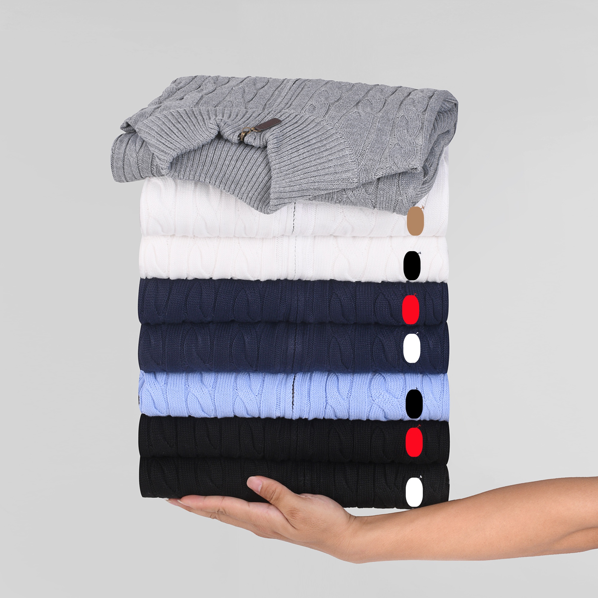 Mens Polos Sweaters Wool Casual Small Horser Pull Half Chandail Cardigan Jackets Autumn winter Warm Warm Long Sleeve Sweater Pullover Women polos Hoodies 2025