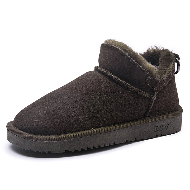 EBV designer shoes hot free shipping High quality cowhide bow snow boots genuine leather keep warm outdoor fashion cotton shoes for woman black grey c