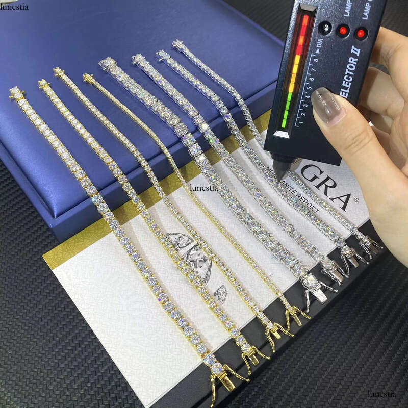 14K Gold Plated Moissanite 2mm 3mm 4mm 5mm Sterling Sier Women Fashion Tennis Bracelet Wholesale