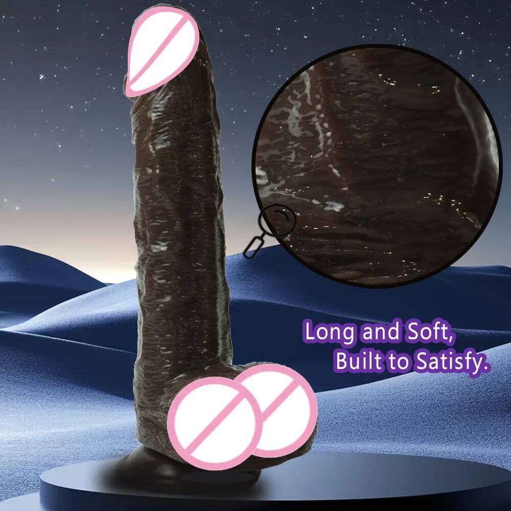 Black Realistic Dildo with Strong Suction Cup Large Liquid Silicone Sex Toy for Women Men Adults Pleasure 666