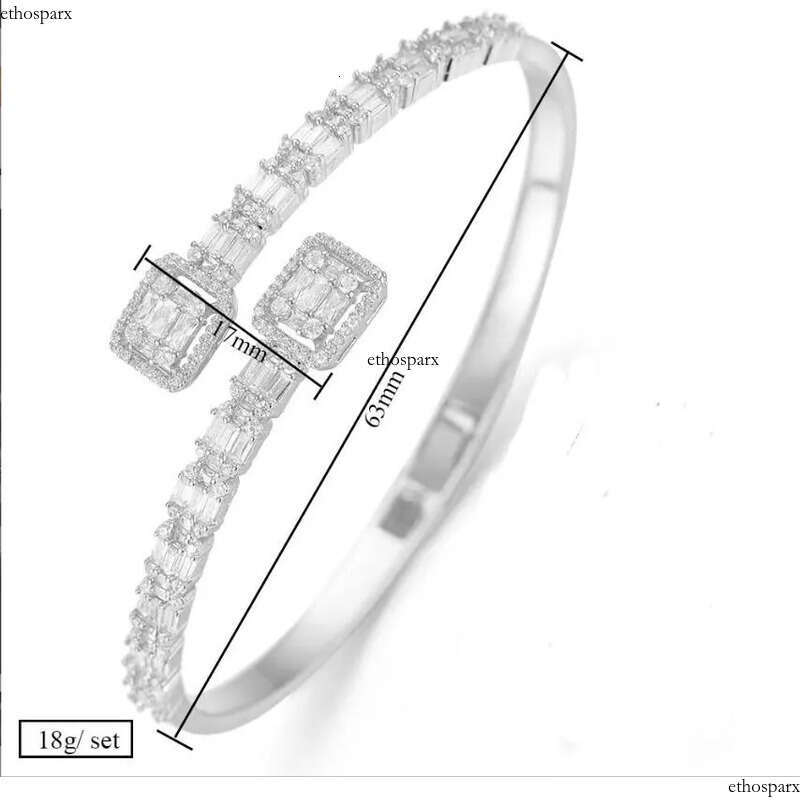 Elegent Wedding Bracelets Jewelry Sterling Sier T Princess Cut White 5A Cubic Zircon CZ Dia Gemstones Party Women Open Bangle For Lover Gift