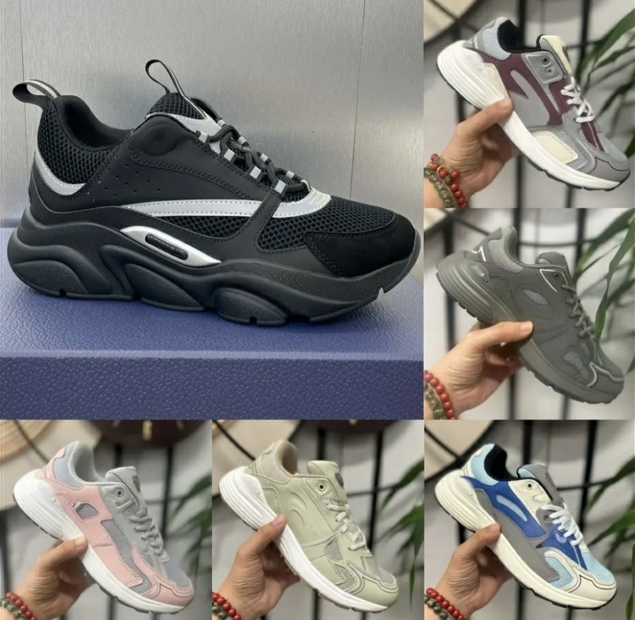 High quality diorb22 designer shoe diorb30 Lightweight Thick Soled Height Increasing Dad Color-Block Sneakers Casual Men's Women's Shoes Breathable