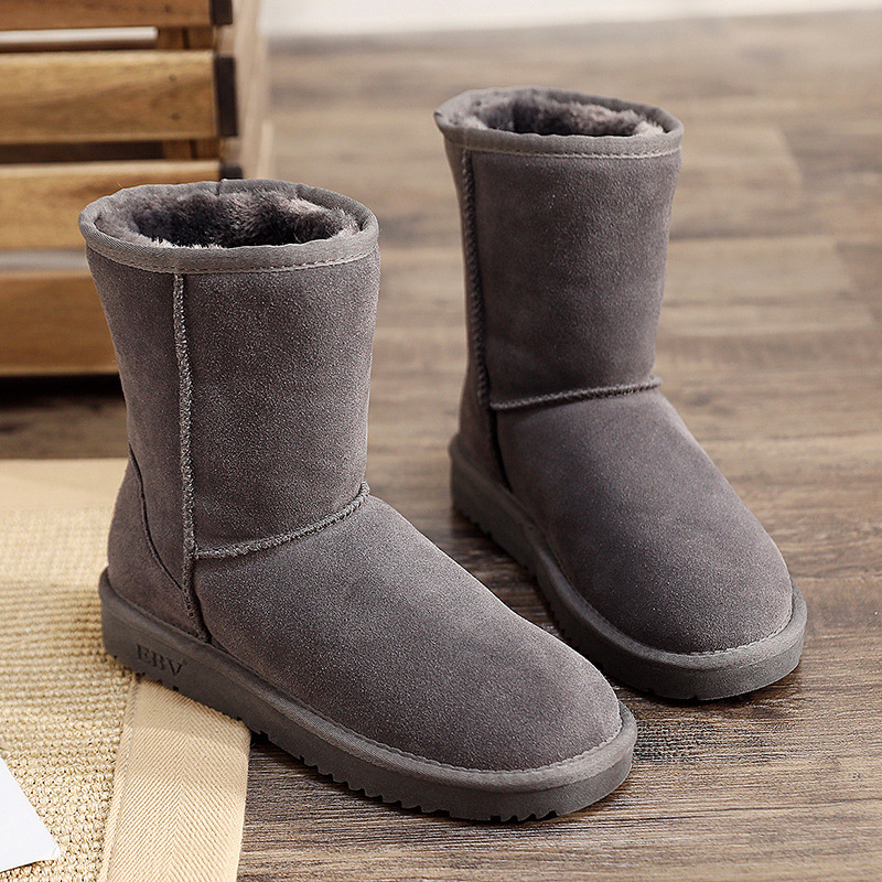 EBV designer shoes free shipping High quality cowhide keep warm and non slip snow boots with thick fleece for women size 35-42 black coffee khaki grey
