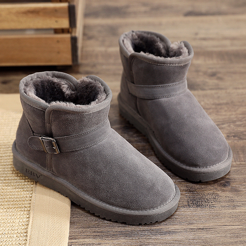 EBV designer shoes free shipping High quality cowhide bow snow boots genuine leather keep warm outdoor non slip thick classic cotton shoes for woman b