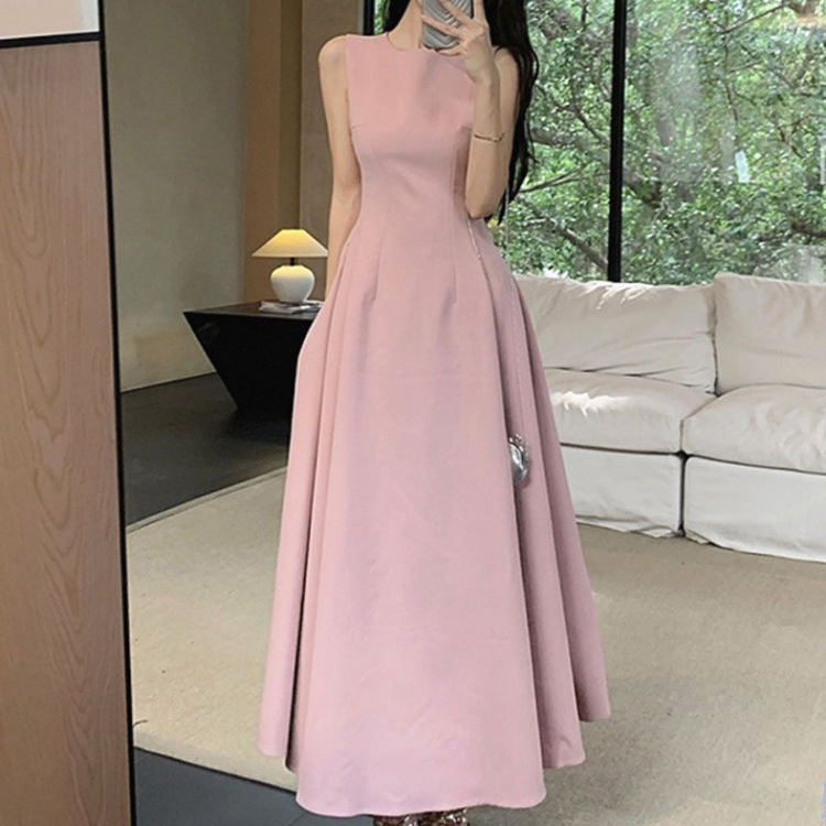 X110352 Slim fit French style high-end sleeveless vest waist slim long skirt