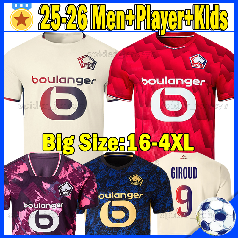 XXXL 4XL 25 26 Lille OSC Soccer Jerseys FERNANDEZ GIROUD PERRAUD Player Version Men Uniforms 2025 2026 IGAMANE HARALDSSON MUKAU SAHRAOUI Football Shirts Kids Kits