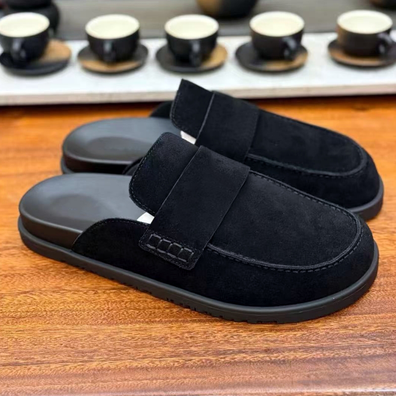 Designer Men's Genuine Leather Flat Slippers Spring and Summer Fashion Matte Leather Women's Slide Sandals Couple's Baotou Casual Shoes unisex with Box