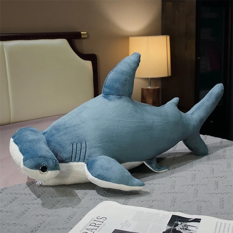 Giant Hammer Head Shark Blue Whale Plush Big Sleep Christmas Gift Ocean Animal Pillow Childrens Stuffed Toy Room Decoration Z260302