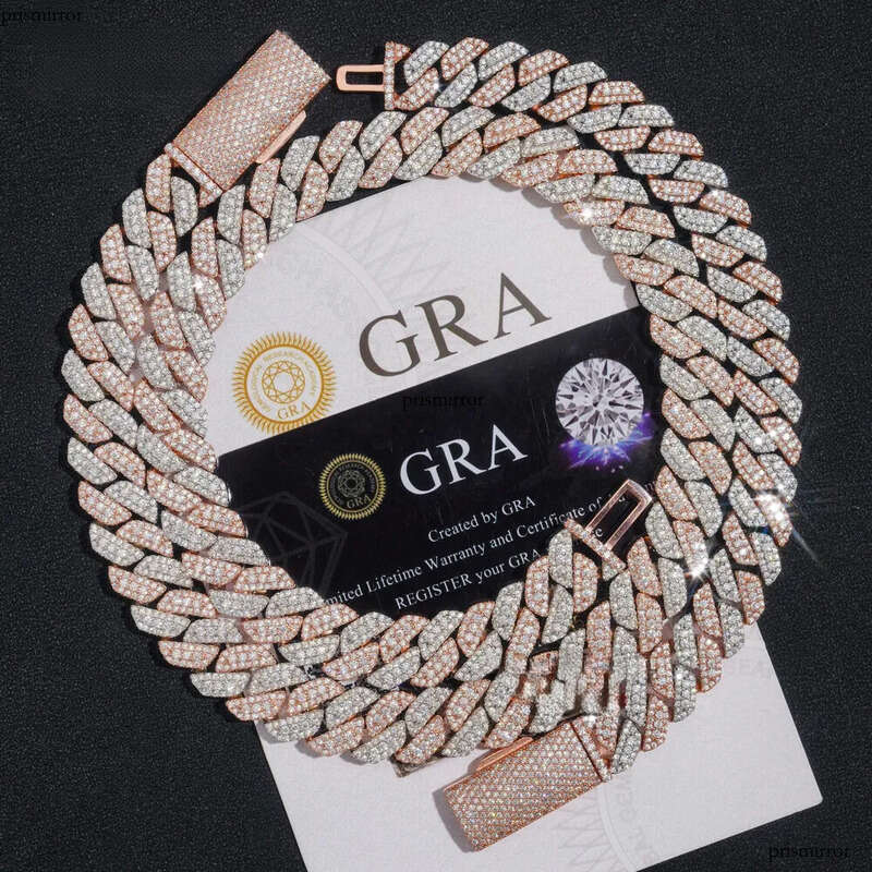 Designer Rose gold plated two tone iced out 13mm sterg sier pass dia tester hip hop jewelry vvs moissanite cuban k chain