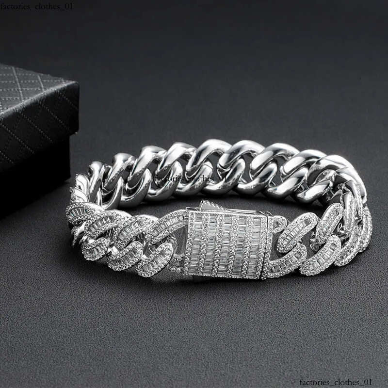 Custom 16mm Vvs Moissanite Iced Out Dia Necklace Arc Sterling Sier Baguette Cuban Chain